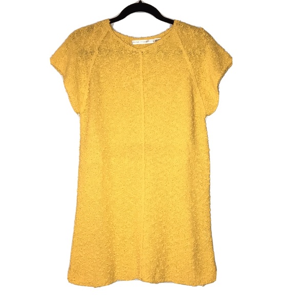 Anne Pinkerton Yellow Sweater Dress Tunic Raw Edge - Picture 2 of 9
